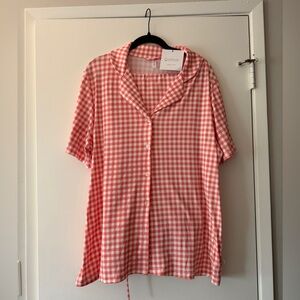 Pink gingham: pajama set / short sleeve